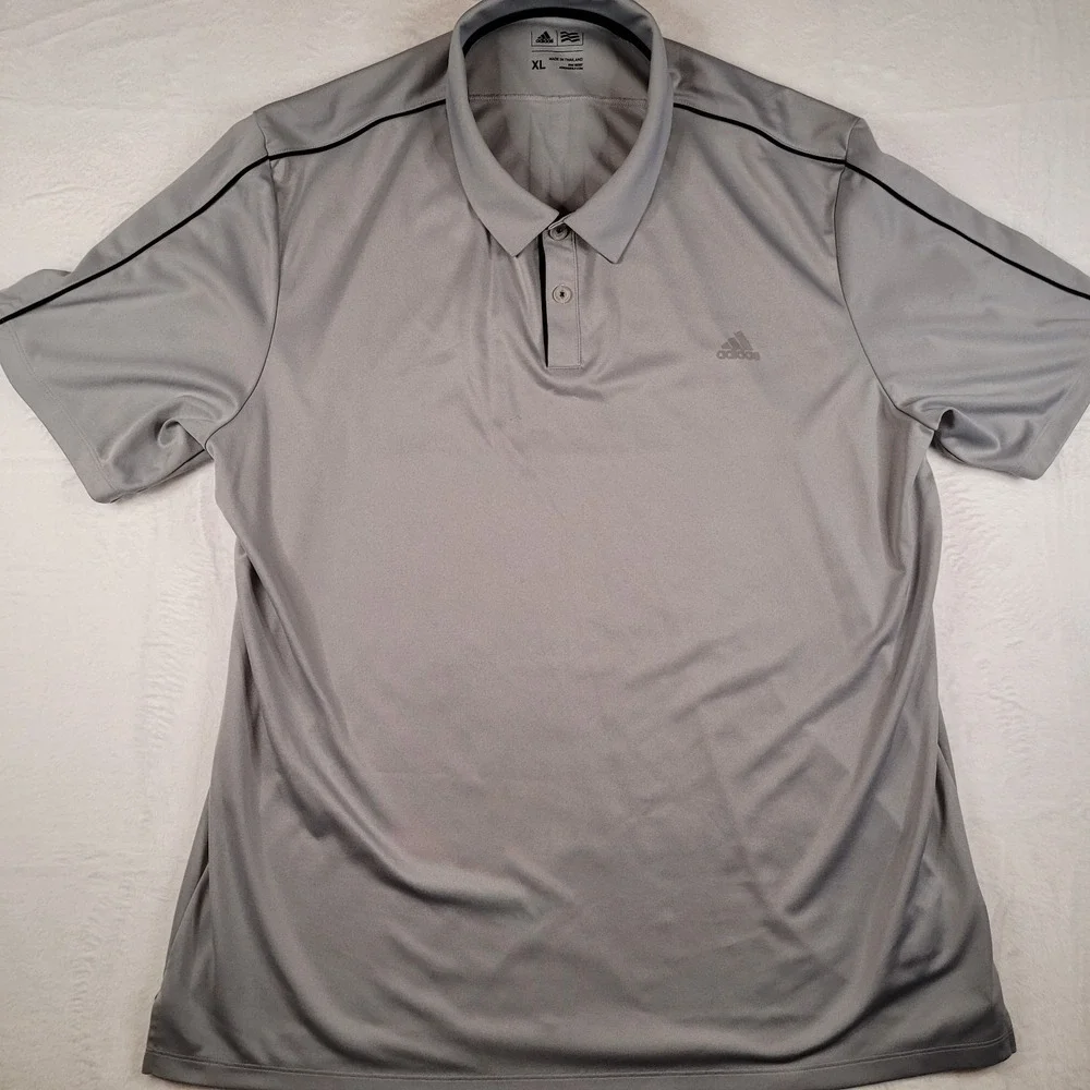 Adidas Men's Gradient Stripe Short Sleeve Golf Polo Shirt Sz XL Gray Black VGC